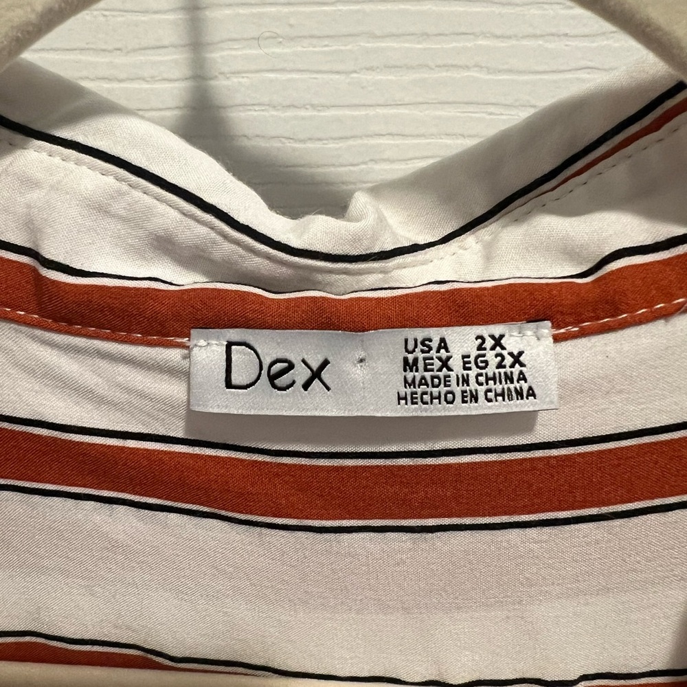 Dex Burnt Orange & White Striped Button-Up Shirt - Picture 2 of 4